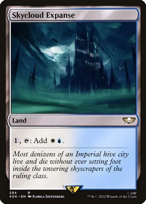 Skycloud Expanse, carta Magic di tipo Land illustrata da Kamila Szutenberg