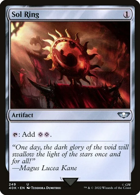 Sol Ring, carta Magic di tipo Artifact illustrata da Thea Dumitriu