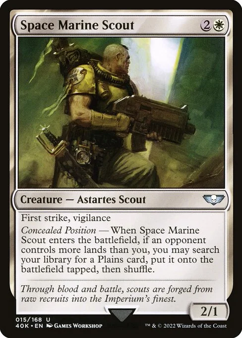 Space Marine Scout, carta Magic di tipo Creature — Astartes Scout illustrata da Games Workshop