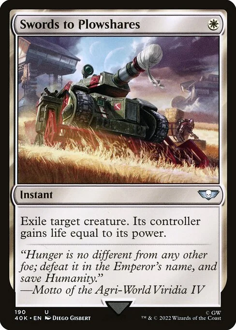 Swords to Plowshares, carta Magic di tipo Instant illustrata da Diego Gisbert