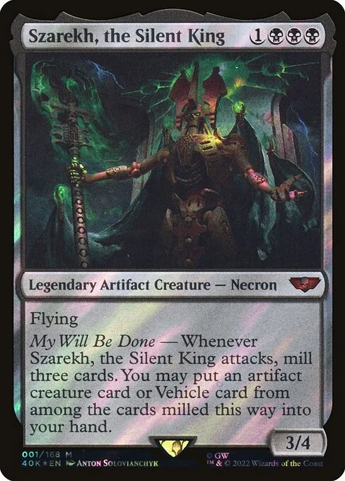 Szarekh, the Silent King, carta Magic di tipo Legendary Artifact Creature — Necron illustrata da Anton Solovianchyk
