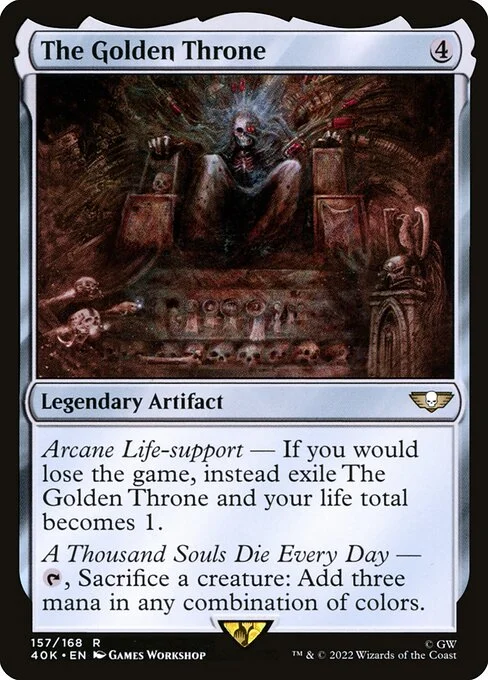 The Golden Throne, carta Magic di tipo Legendary Artifact illustrata da Games Workshop