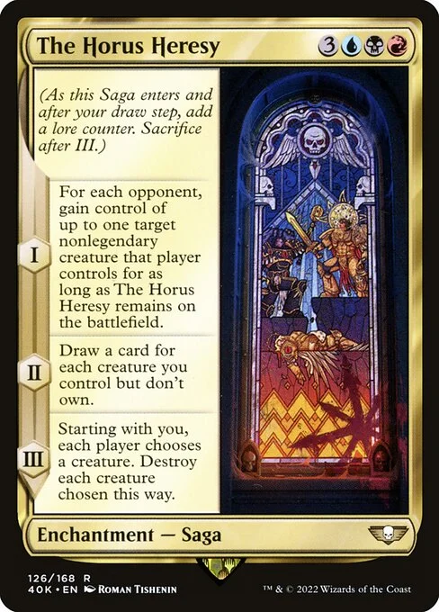 The Horus Heresy, carta Magic di tipo Enchantment — Saga illustrata da Roman Tishenin