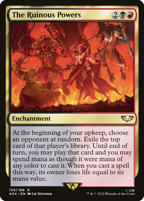 The Ruinous Powers, carta Magic di tipo Enchantment illustrata da Lie Setiawan
