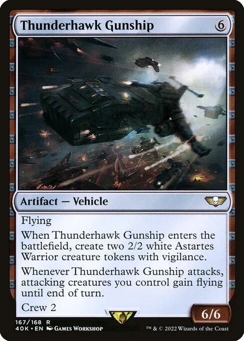 Thunderhawk Gunship, carta Magic di tipo Artifact — Vehicle illustrata da Games Workshop
