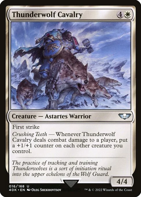 Thunderwolf Cavalry, carta Magic di tipo Creature — Astartes Warrior illustrata da Oleg Shekhovtsov