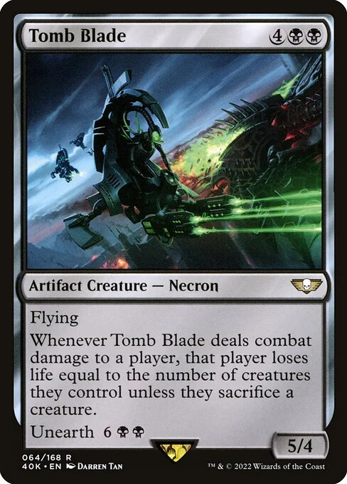 Tomb Blade, carta Magic di tipo Artifact Creature — Necron illustrata da Darren Tan