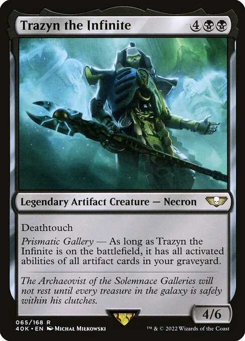 Trazyn the Infinite, carta Magic di tipo Legendary Artifact Creature — Necron illustrata da Michał Miłkowski