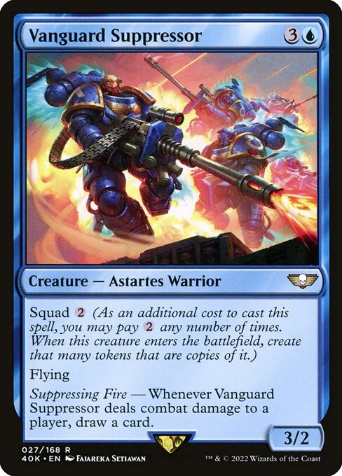 Vanguard Suppressor, carta Magic di tipo Creature — Astartes Warrior illustrata da Fajareka Setiawan