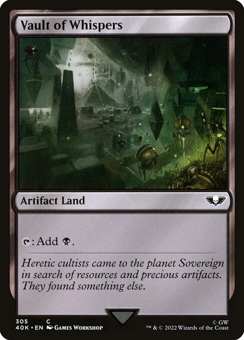 Vault of Whispers, carta Magic di tipo Artifact Land illustrata da Games Workshop