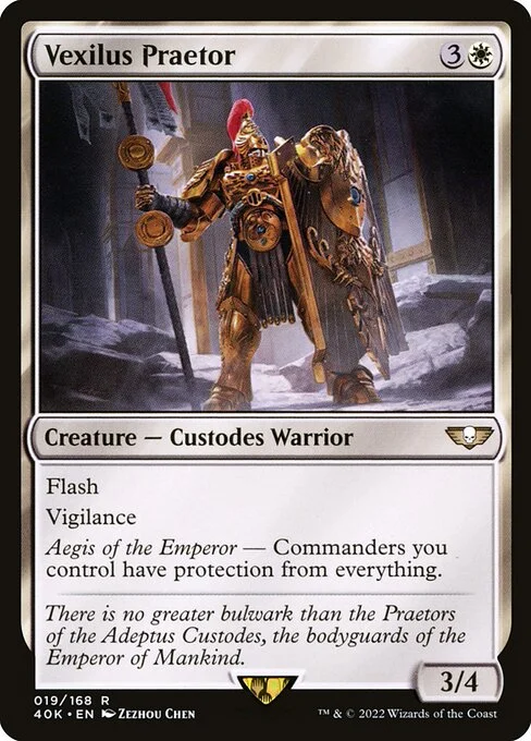 Vexilus Praetor, carta Magic di tipo Creature — Custodes Warrior illustrata da Zezhou Chen