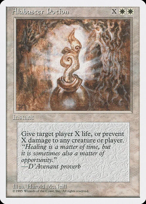 Alabaster Potion, carta Magic di tipo Instant illustrata da Harold McNeill