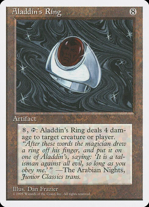 Aladdin's Ring, carta Magic di tipo Artifact illustrata da Dan Frazier