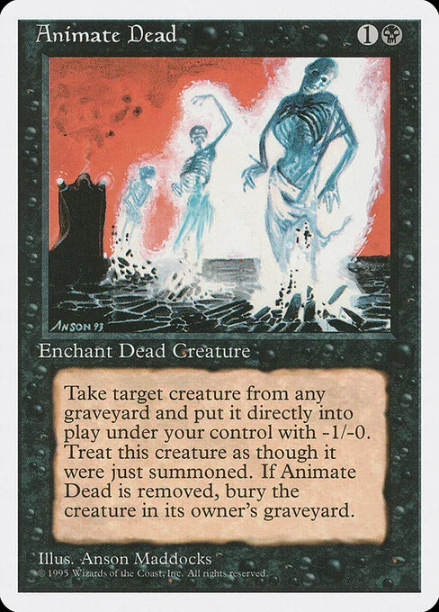 Animate Dead, carta Magic di tipo Enchantment — Aura illustrata da Anson Maddocks