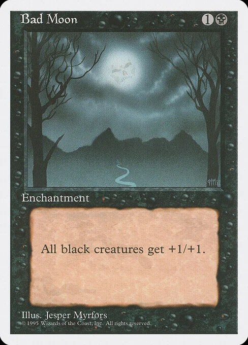 Bad Moon, carta Magic di tipo Enchantment illustrata da Jesper Myrfors