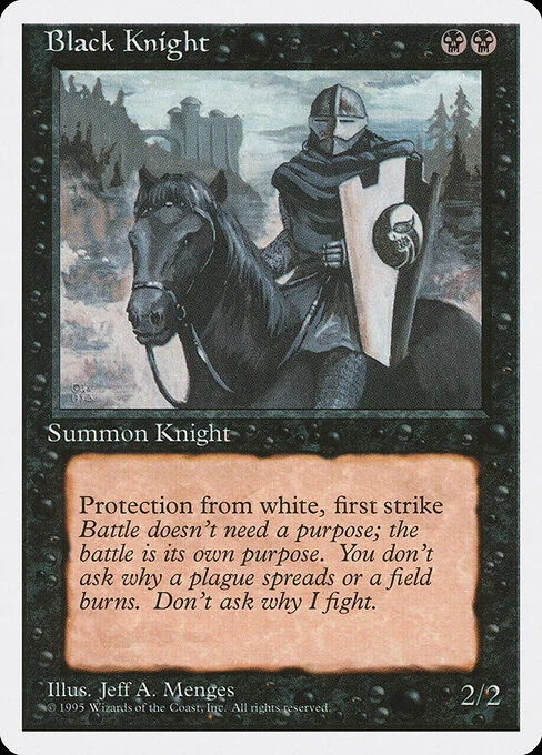 Black Knight, carta Magic di tipo Creature — Human Knight illustrata da Jeff A. Menges