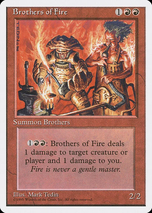 Brothers of Fire, carta Magic di tipo Creature — Human Shaman illustrata da Mark Tedin