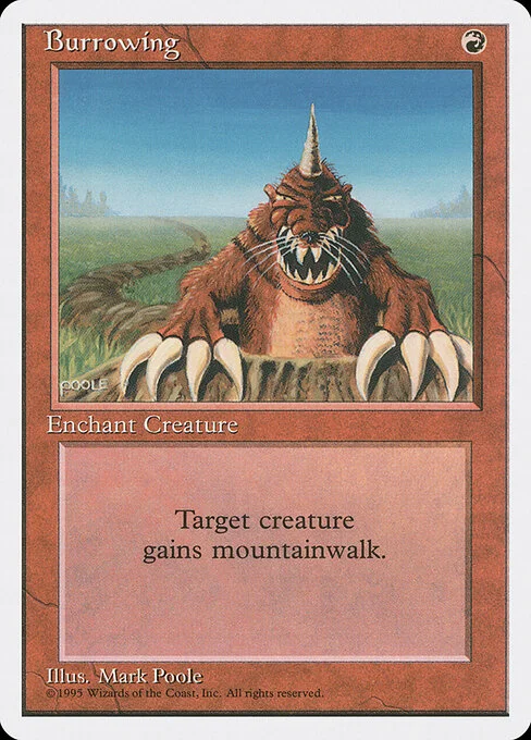 Burrowing, carta Magic di tipo Enchantment — Aura illustrata da Mark Poole