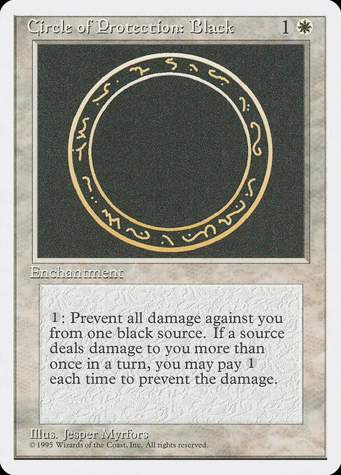 Circle of Protection: Black, carta Magic di tipo Enchantment illustrata da Jesper Myrfors