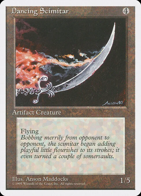 Dancing Scimitar, carta Magic di tipo Artifact Creature — Spirit illustrata da Anson Maddocks