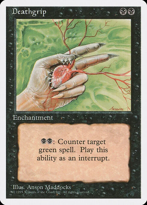 Deathgrip, carta Magic di tipo Enchantment illustrata da Anson Maddocks