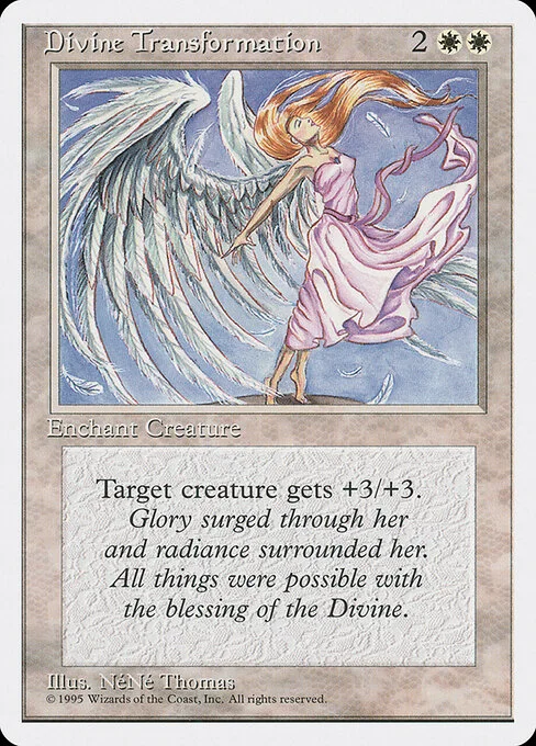 Divine Transformation, carta Magic di tipo Enchantment — Aura illustrata da NéNé Thomas