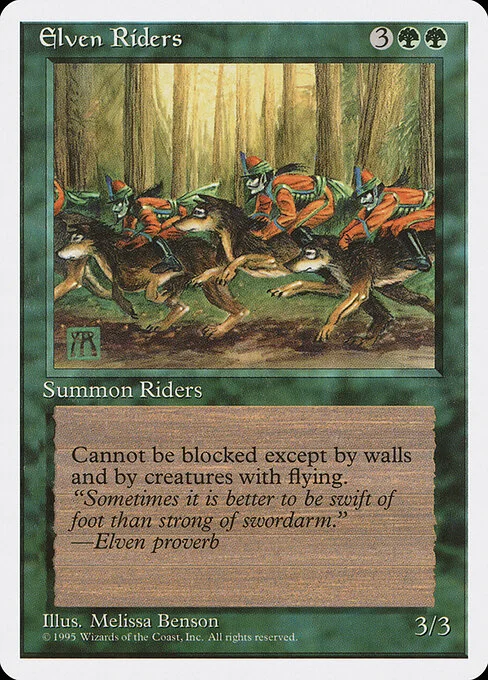 Elven Riders, carta Magic di tipo Creature — Elf illustrata da Melissa A. Benson