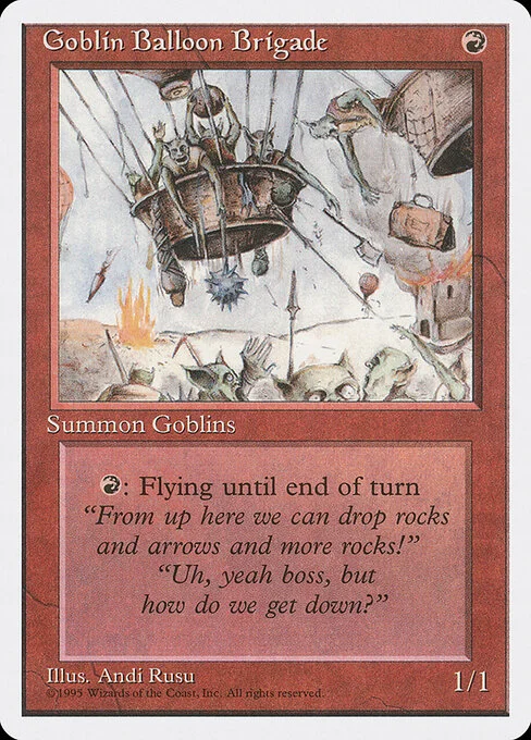 Goblin Balloon Brigade, carta Magic di tipo Creature — Goblin Warrior illustrata da Andi Rusu
