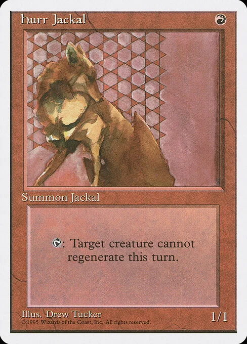 Hurr Jackal, carta Magic di tipo Creature — Jackal illustrata da Drew Tucker