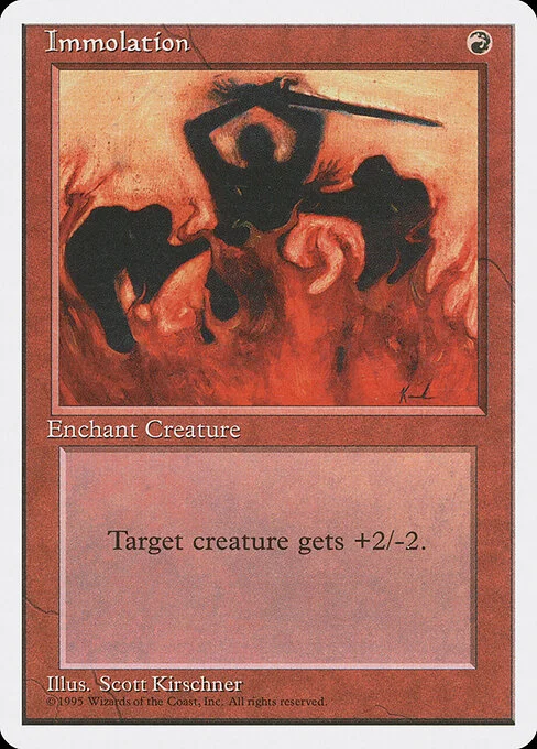 Immolation, carta Magic di tipo Enchantment — Aura illustrata da Scott Kirschner