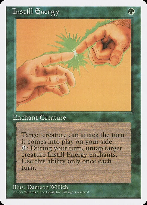 Instill Energy, carta Magic di tipo Enchantment — Aura illustrata da Dameon Willich