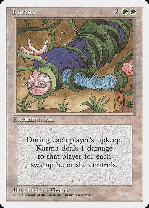 Karma, carta Magic di tipo Enchantment illustrata da Richard Thomas