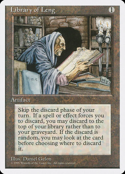 Library of Leng, carta Magic di tipo Artifact illustrata da Daniel Gelon