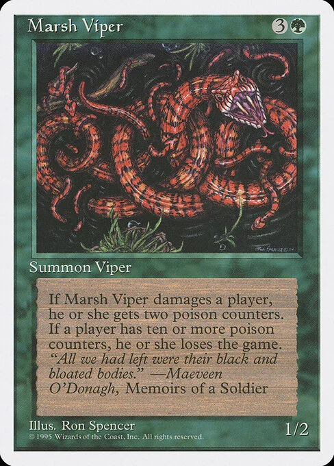 Marsh Viper, carta Magic di tipo Creature — Snake illustrata da Ron Spencer