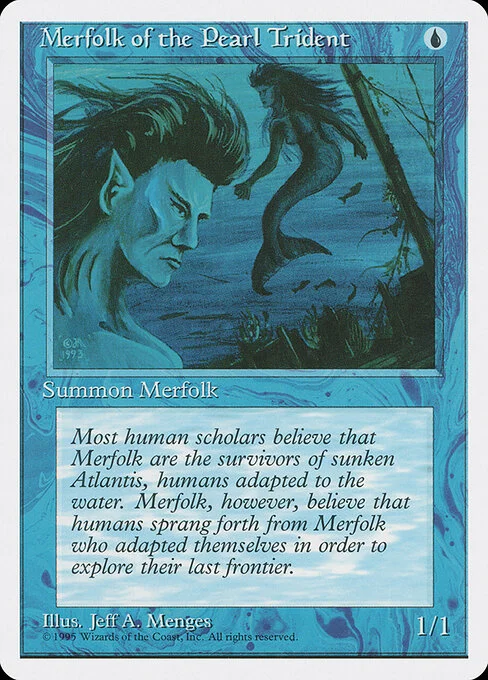 Merfolk of the Pearl Trident, carta Magic di tipo Creature — Merfolk illustrata da Jeff A. Menges