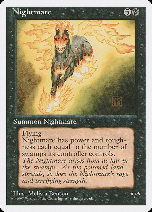 Nightmare, carta Magic di tipo Creature — Nightmare Horse illustrata da Melissa A. Benson