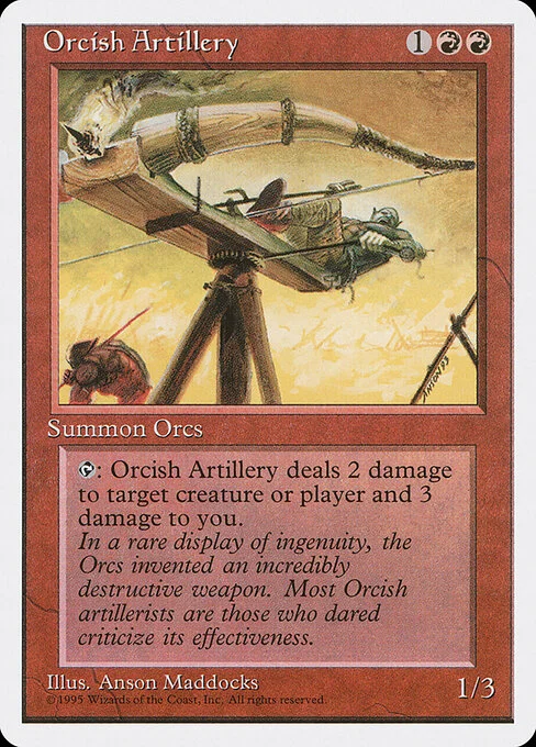 Orcish Artillery, carta Magic di tipo Creature — Orc Warrior illustrata da Anson Maddocks