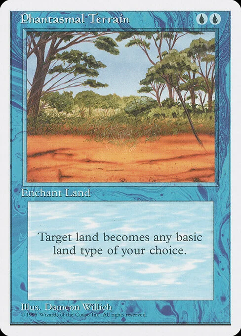 Phantasmal Terrain, carta Magic di tipo Enchantment — Aura illustrata da Dameon Willich