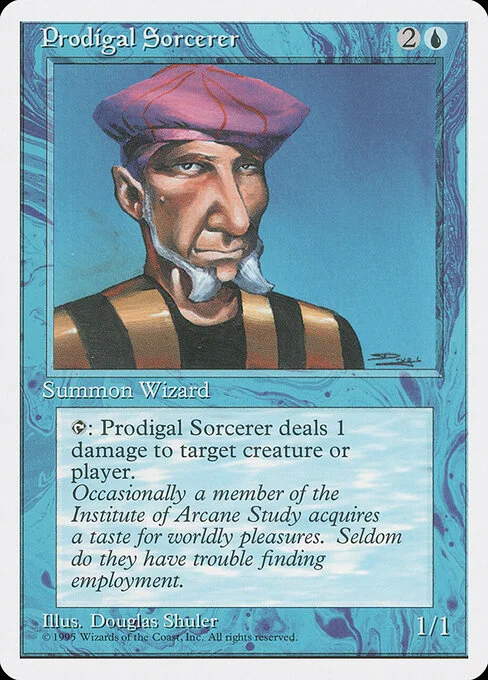 Prodigal Sorcerer, carta Magic di tipo Creature — Human Wizard Sorcerer illustrata da Douglas Shuler