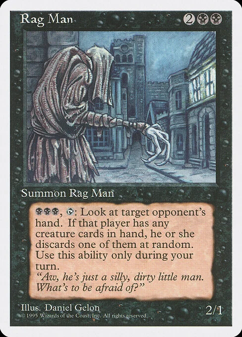 Rag Man, carta Magic di tipo Creature — Human Minion illustrata da Daniel Gelon