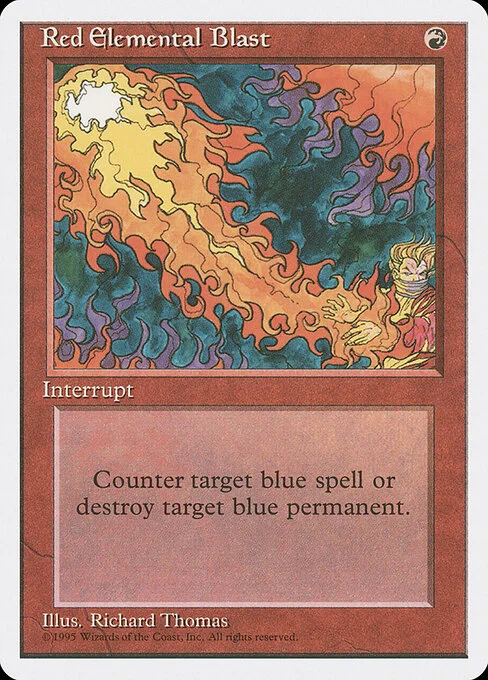 Red Elemental Blast, carta Magic di tipo Instant illustrata da Richard Thomas