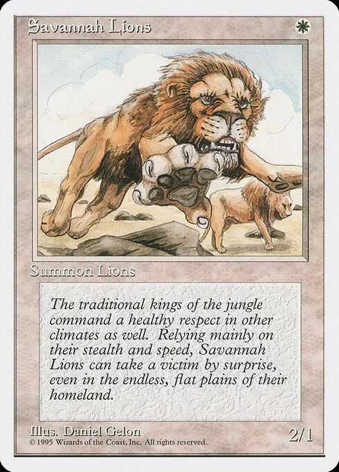Savannah Lions, carta Magic di tipo Creature — Cat illustrata da Daniel Gelon