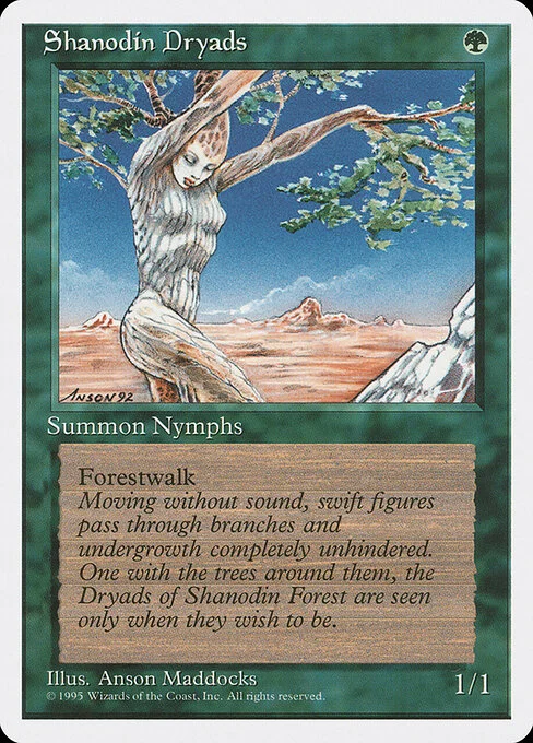Shanodin Dryads, carta Magic di tipo Creature — Nymph Dryad illustrata da Anson Maddocks