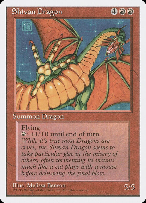 Shivan Dragon, carta Magic di tipo Creature — Dragon illustrata da Melissa A. Benson
