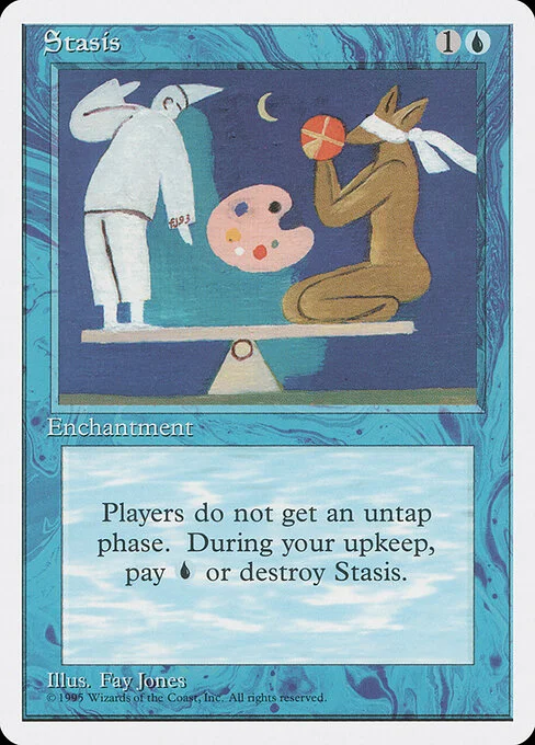 Stasis, carta Magic di tipo Enchantment illustrata da Fay Jones