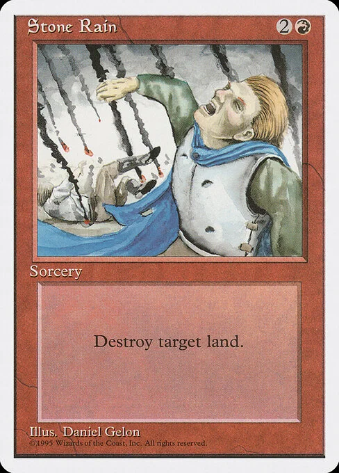 Stone Rain, carta Magic di tipo Sorcery illustrata da Daniel Gelon