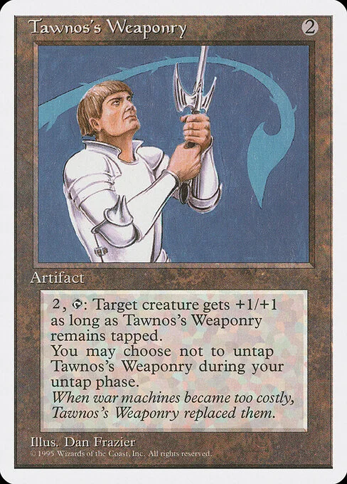 Tawnos's Weaponry, carta Magic di tipo Artifact illustrata da Dan Frazier