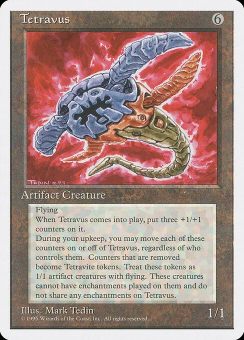 Tetravus, carta Magic di tipo Artifact Creature — Construct illustrata da Mark Tedin