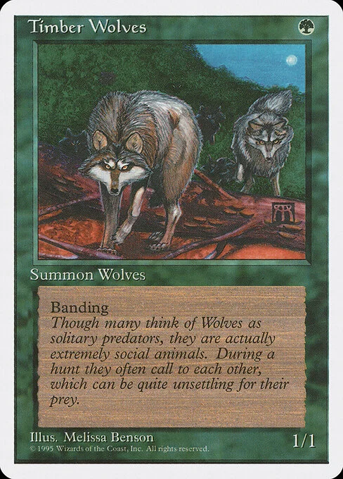 Timber Wolves, carta Magic di tipo Creature — Wolf illustrata da Melissa A. Benson