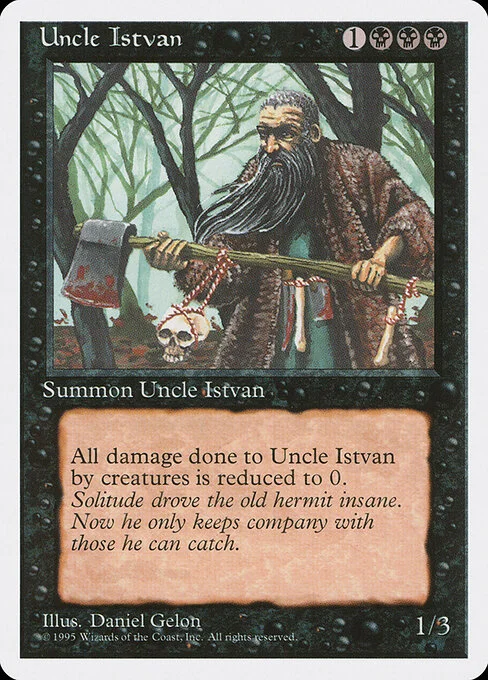 Uncle Istvan, carta Magic di tipo Creature — Human illustrata da Daniel Gelon